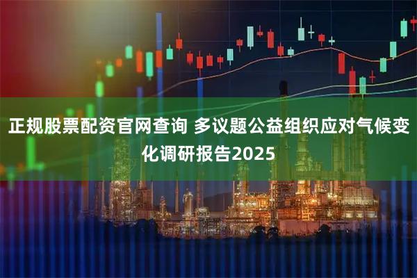 正规股票配资官网查询 多议题公益组织应对气候变化调研报告2025